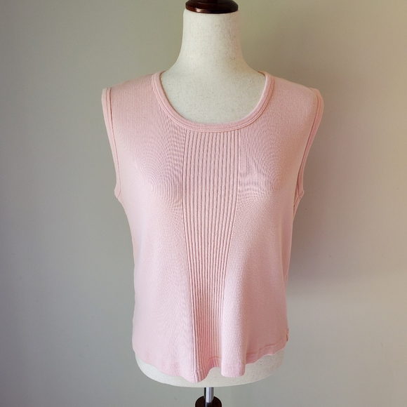 Peachy Pink Vintage Stretch Sleeveless 90s Y2k Top Large Dress Barn - Picture 2 of 9